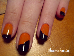 nails of orange & black